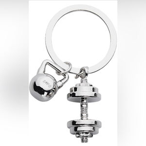 Silver Kettlebell and Dumbbell Keychain | NWT | Gift